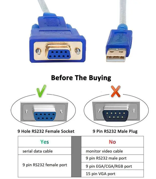 Alt view image 6 of 7 - DTECH USB to Serial Adapter 10 ft USB to RS232 DB9 Female Cable COM Port with FTDI Chipset Supports Windows 11 10 8 7 Mac Linux