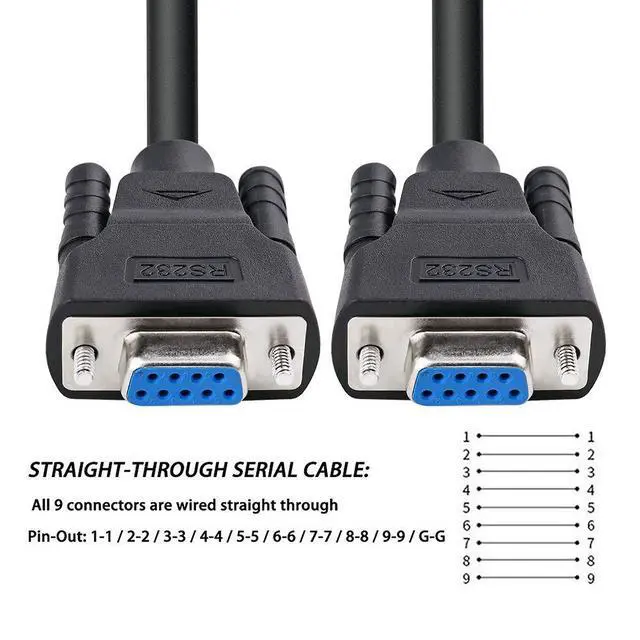 Alt view image 3 of 7 - DTECH 10 ft DB9 Serial Cable Female to Female 9 Pin Straight Through (Black, 3 Meters)