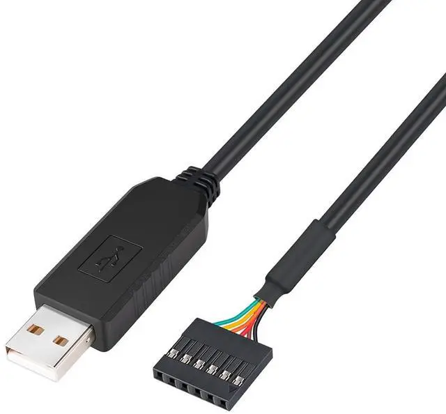 Main image of DTECH USB to TTL Serial 5V Adapter Cable with FTDI FT232RL Chip 6 Pin 0.1 inch Pitch Female Socket Header UART IC Windows 11 10 8 7 Linux MAC OS (6ft, Black)