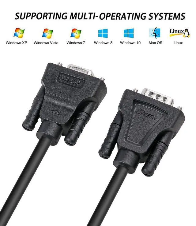 Alt view image 6 of 7 - DTECH 15ft RS232 Null Modem Cable Serial DB9 Male to Male Cord Full Handshaking 7 Wire Crossover for Data Communication Compatible with Computer Network Switch Laptop Router (15 Feet, Black)