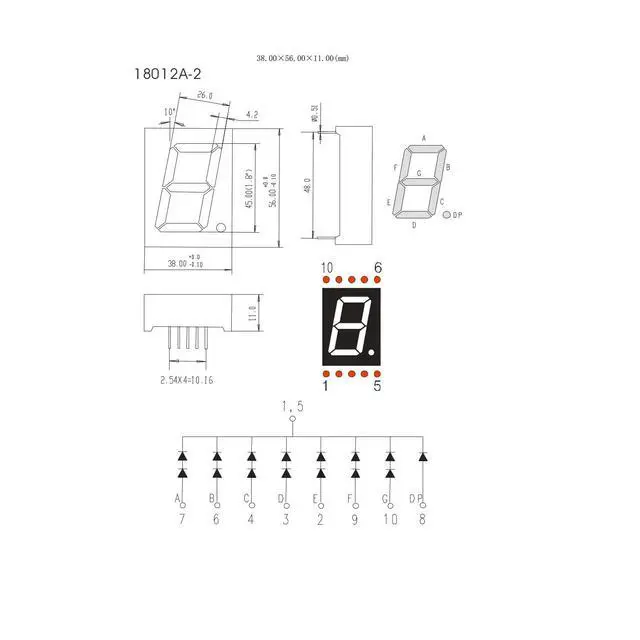 Alt view image 2 of 6 - 5 PCS 1.8 inch 1 Digital Blue Led Display Digital Tube 7 Segment Common Cathode