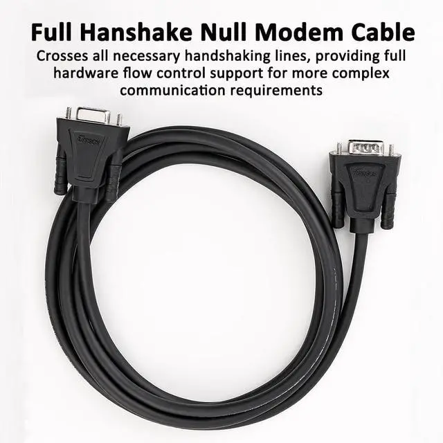 Alt view image 7 of 7 - DTECH 15ft RS232 Null Modem Cable Serial DB9 Male to Male Cord Full Handshaking 7 Wire Crossover for Data Communication Compatible with Computer Network Switch Laptop Router (15 Feet, Black)