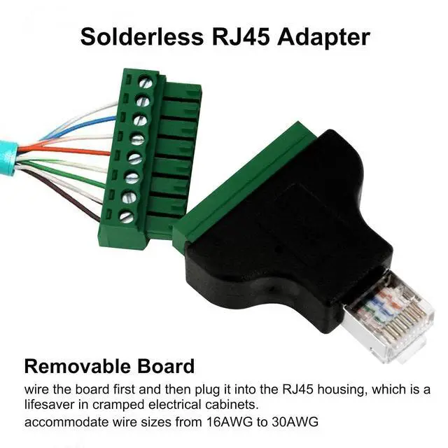 Alt view image 3 of 7 - DTECH 2-Pack RJ45 Breakout Board Connector Solderless RJ45 Male to 8 Pin Screw Terminal Adapter 8p8c 568B Standard Network Block for CCTV Digital DVR Cable Extension Ethernet Cat 5e Cat6 Extender