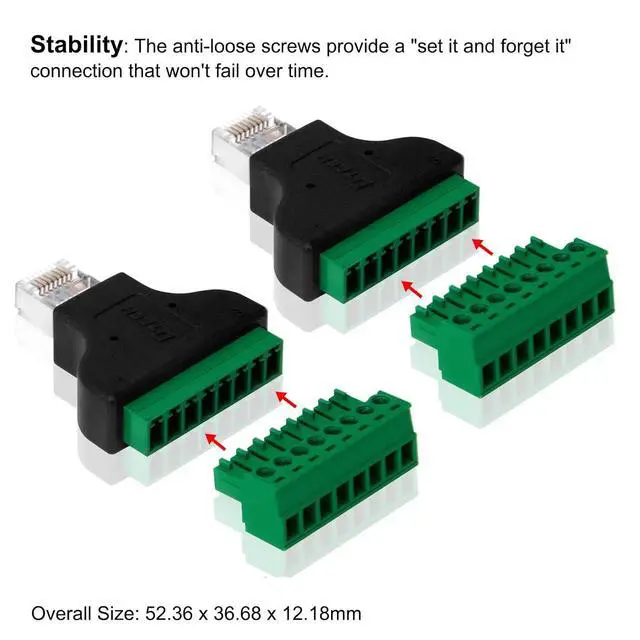 Alt view image 5 of 7 - DTECH 2-Pack RJ45 Breakout Board Connector Solderless RJ45 Male to 8 Pin Screw Terminal Adapter 8p8c 568B Standard Network Block for CCTV Digital DVR Cable Extension Ethernet Cat 5e Cat6 Extender