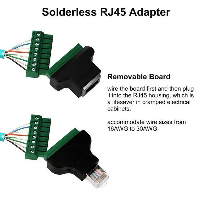 Alt view image 4 of 7 - DTECH 2-Pack RJ45 Breakout Board Solderless RJ 45 Male RJ45 Female Connector to 8 Pin Screw Terminal Adapter 8p8c 568B Network Block for CCTV Camera DVR Cable Extension Ethernet Cat5e 6e 7 Extender