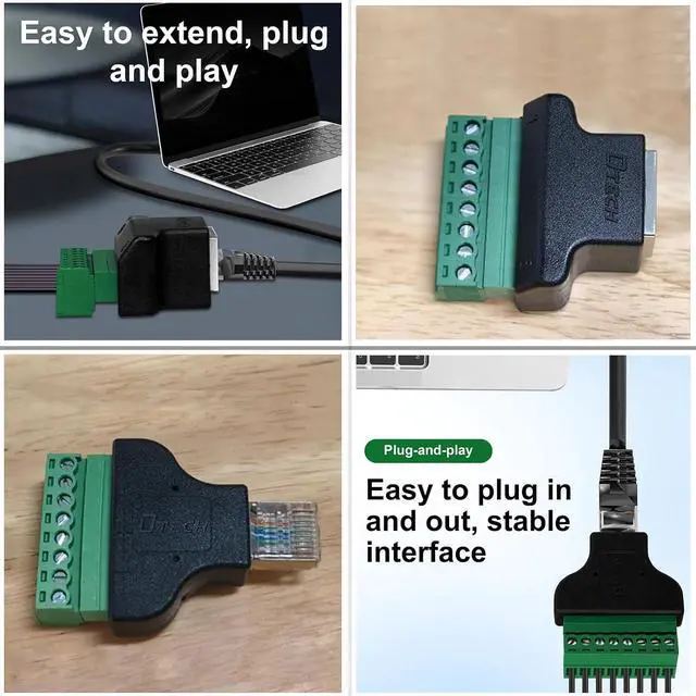 Alt view image 7 of 7 - DTECH 2-Pack RJ45 Breakout Board Solderless RJ 45 Male RJ45 Female Connector to 8 Pin Screw Terminal Adapter 8p8c 568B Network Block for CCTV Camera DVR Cable Extension Ethernet Cat5e 6e 7 Extender