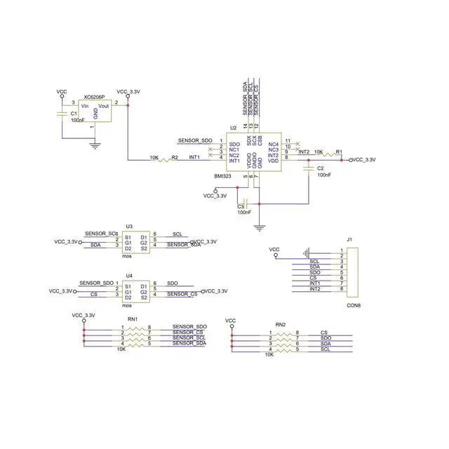Alt view image 2 of 7 - 1PCS BMI323 for 6-Axis IMU Breakout Board, 16-bit Accelerometer and Gyroscope, Digital Temperature Sensor Module