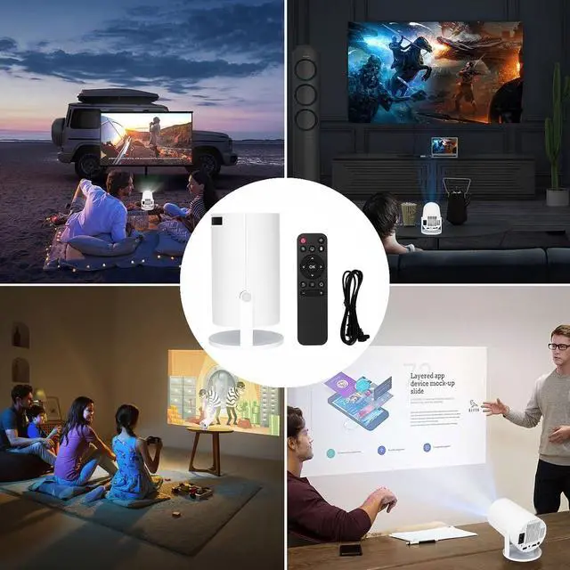 Alt view image 5 of 5 - Mini Projector with WiFi and Bluetooth, HY300 pro Projector 4K Video Decoding, Android System, Auto Keystone, Outdoor Home Movie Portable Video Projector Compatible with Phone Laptop Smart TV HDMI