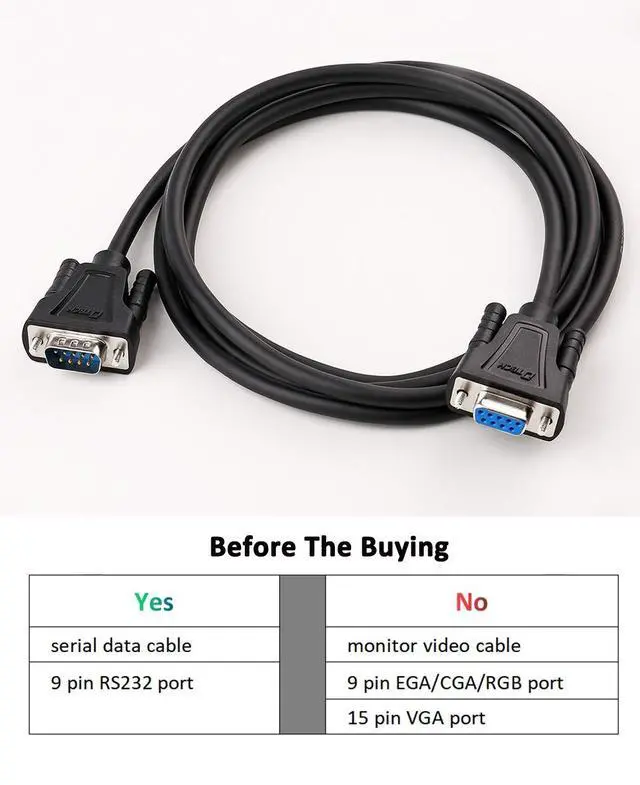 Alt view image 7 of 7 - DTECH 10ft DB9 RS232 Serial Cable Male to Female Extension Simple Null Modem Cord Cross TX RX Line 2 Pin Crossed for Computer Data Communication (10 Feet, Black)