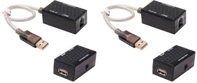 Main image of DTECH USB Extension Adapter USB to RJ45 Extender Over Cat5 Cat5e Ethernet Cable Set Connection up to 200ft (Pack of 2)