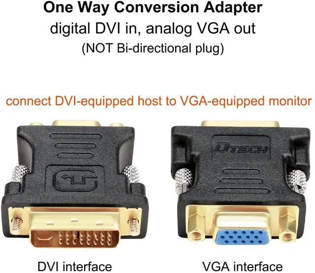 Alt view image 2 of 7 - DTECH DVI to VGA Adapter DVI-D Male to VGA Female Converter 1080P Video Connector 24+1 Pin for Monitor Computer Projector (Pack of 2)