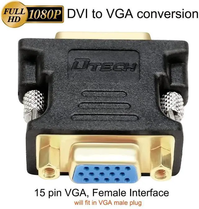 Alt view image 5 of 7 - DTECH DVI to VGA Adapter DVI-D Male to VGA Female Converter 1080P Video Connector 24+1 Pin for Monitor Computer Projector (Pack of 2)