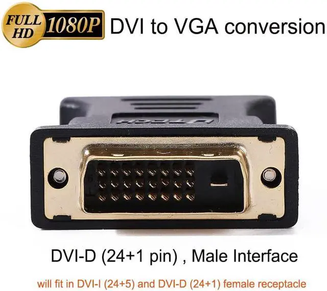 Alt view image 4 of 7 - DTECH DVI to VGA Adapter DVI-D Male to VGA Female Converter 1080P Video Connector 24+1 Pin for Monitor Computer Projector (Pack of 2)