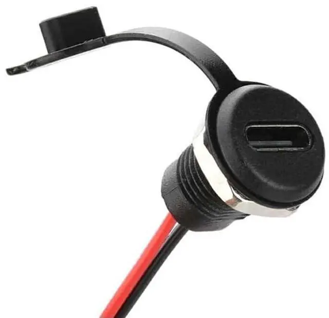 Main image of 2-pin Direct-Crimping USB Female Connector (C-Type) with Waterproof Female Charging Port and Solder Wire