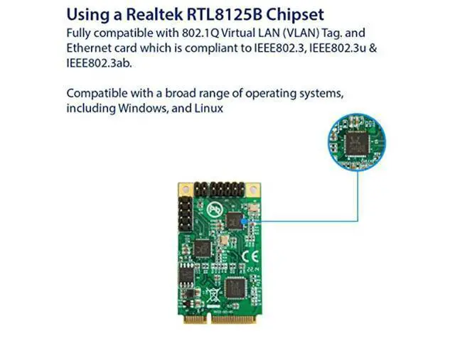 Alt view image 3 of 5 - Dual 2.5 Gigabit Mini PCIe Ethernet Network Expansion Card, Green (SI-MPE24079)