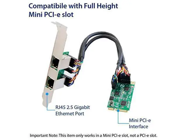 Alt view image 4 of 5 - Dual 2.5 Gigabit Mini PCIe Ethernet Network Expansion Card, Green (SI-MPE24079)