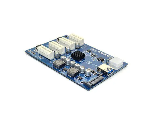 Alt view image 2 of 6 - 1 to 4 PCI-E X16 Expansion Kit 1 to 4 Port PCI Express Switch Multiplier HUB 6pin sata USB Riser Card for BTC Miner Mining