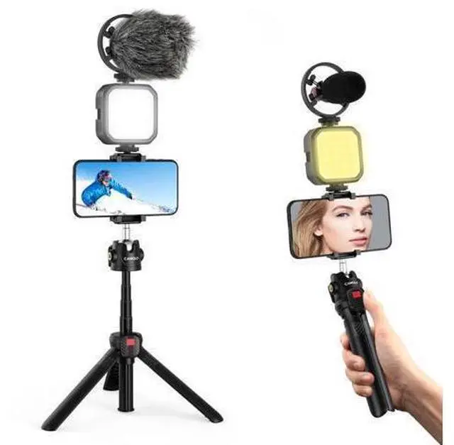 Main image of Kits Microphone Fill Light Lamp Phone Clip Tripod with Ballhead Wireless Bluetooth Remote Control for Vlog