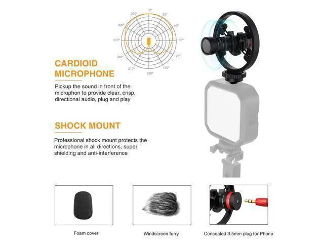 Alt view image 4 of 4 - Kits Microphone Fill Light Lamp Phone Clip Tripod with Ballhead Wireless Bluetooth Remote Control for Vlog