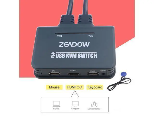 Alt view image 2 of 3 - 2 Ports HDMI KVM Switch Keyboard Mouse Splitter Box With HDMI & USB Cables Support 4K×2K@30Hz For Linux, Windows, Mac
