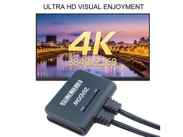 Alt view image 3 of 3 - 2 Ports HDMI KVM Switch Keyboard Mouse Splitter Box With HDMI & USB Cables Support 4K×2K@30Hz For Linux, Windows, Mac