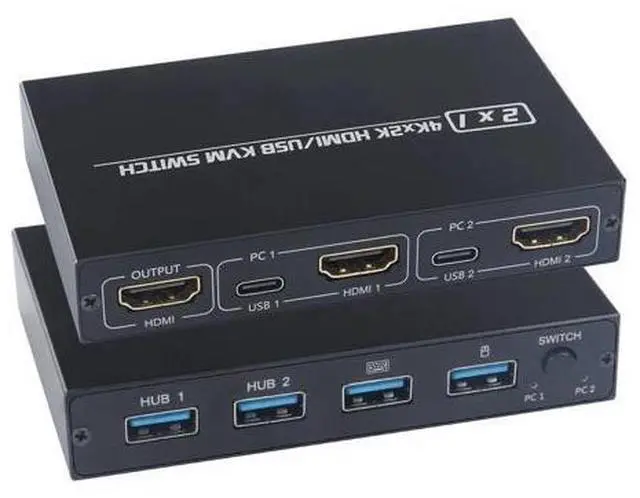 Main image of KVM 201CL 2-in-1 HDMI/USB KVM Switch Support HD 2K*4K 2 Hosts Share 1 Monitor/Keyboard& Mouse Set