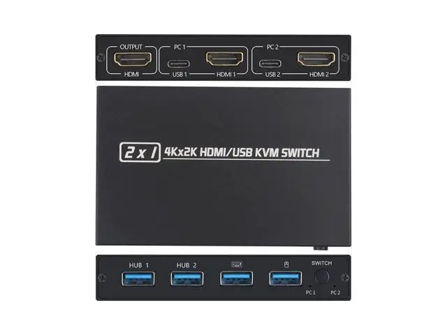 Alt view image 5 of 7 - KVM 201CL 2-in-1 HDMI/USB KVM Switch Support HD 2K*4K 2 Hosts Share 1 Monitor/Keyboard& Mouse Set