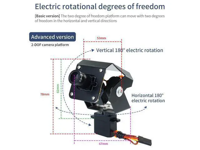Alt view image 6 of 7 - 1MP 2DOF Camera Electric PTZ Smart Car Robot 2D Servo Bracket USB RaspberryPi (2DOF 1MP Basic)