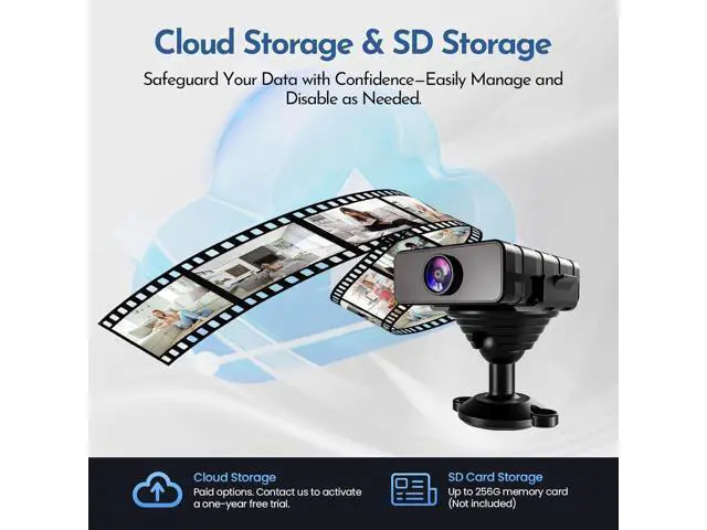 Alt view image 4 of 7 - , Nanny Cam for Home | Free Cloud Indoor Security Camera, Works with/Without WiFi for Baby/Pet/Nanny Monitoring (deep Black)