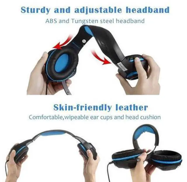 Alt view image 6 of 7 - Headset for PS4 Xbox One, Pro Gaming Headphone with Anti-Noise Mic, Surround Sound, Memory Foam Earmuff, Led Light for PC Mac Laptop