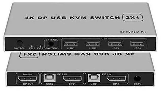 Main image of 2 Port Displayport KVM Switch 4K@60Hz, BolAAzuL Dual-Port Displayport DP 1.2 KVM Switcher 2X1 4KX2K@60Hz 2K(2560X1440)@144Hz Supports USB DP 2 in 1 Out