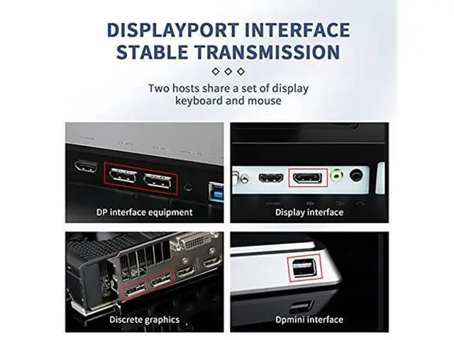 Alt view image 4 of 5 - 2 Port Displayport KVM Switch 4K@60Hz, BolAAzuL Dual-Port Displayport DP 1.2 KVM Switcher 2X1 4KX2K@60Hz 2K(2560X1440)@144Hz Supports USB DP 2 in 1 Out