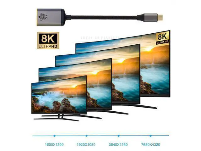 Alt view image 2 of 3 - USB-C Type-C USB4 Source to Female HDTV 2.0 Cable Display 8K 60HZ UHD 4K HDTV Male Monitor