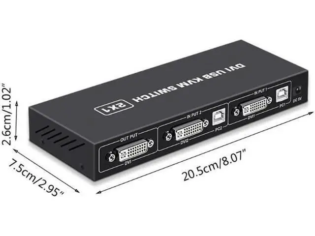 Alt view image 2 of 7 - Switch 2-port DVI Screen Splitter 2 In 1 Out Adapter for Keyboard and Mouse Printer Computer Shared Switcher Hub