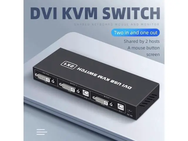 Alt view image 5 of 7 - Switch 2-port DVI Screen Splitter 2 In 1 Out Adapter for Keyboard and Mouse Printer Computer Shared Switcher Hub