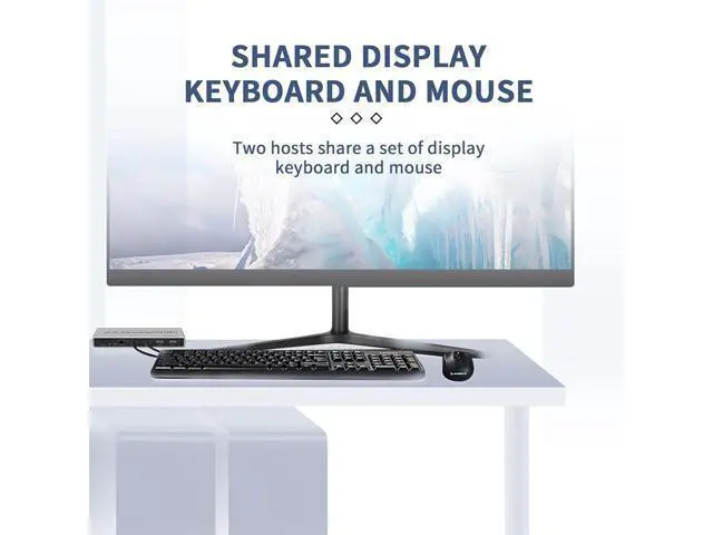 Alt view image 3 of 7 - 2 Port Displayport Kvm Switch 4K@60Hz, Dual-Port Displayport Dp 1.2 Kvm Switcher 2X1 4Kx2K@60Hz 2K(2560X1440)@144Hz Supports Usb Dp 2 In 1 Out