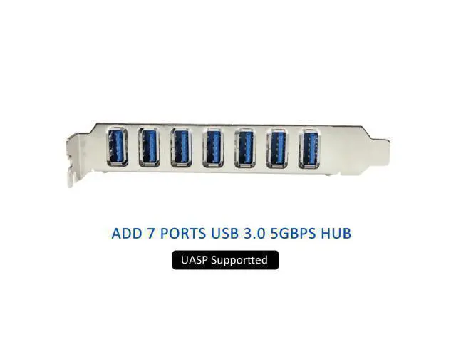 Alt view image 2 of 3 - USB 3.0 7-Port PCI Express Expansion Card PCI-E USB3.0 Hub with Molex Power Connector Support UASP Windows 10,8.1,8,7,XP