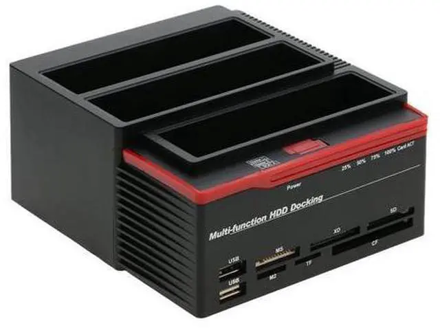 Main image of Docking Station Hard Drive Enclosure 2.5"/3.5" USB 3.0 to 2 SATA Ports 1 IDE Port External HDD Hard Drive Card Reader USB3.0 Hub with OTB/OTC Offline