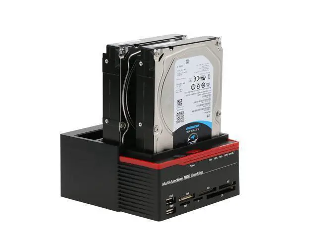 Alt view image 6 of 6 - Docking Station Hard Drive Enclosure 2.5"/3.5" USB 3.0 to 2 SATA Ports 1 IDE Port External HDD Hard Drive Card Reader USB3.0 Hub with OTB/OTC Offline