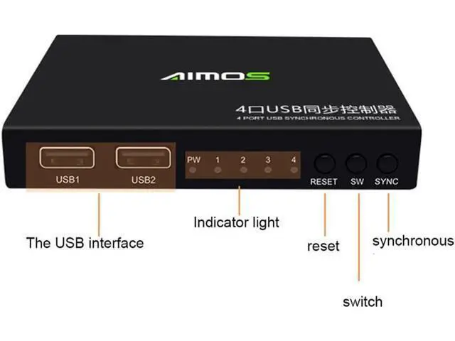 Alt view image 6 of 6 - 4 Ports USB Keyboard Mouse Synchronizer Controller KVM Switcher Splitter USB Splitter