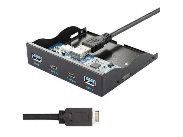 Alt view image 2 of 3 - C & USB 3.0 HUB 4 Ports Front Panel Motherboard Cable to USB 3.1 Front Panel Header for 3.5" Floppy Bay