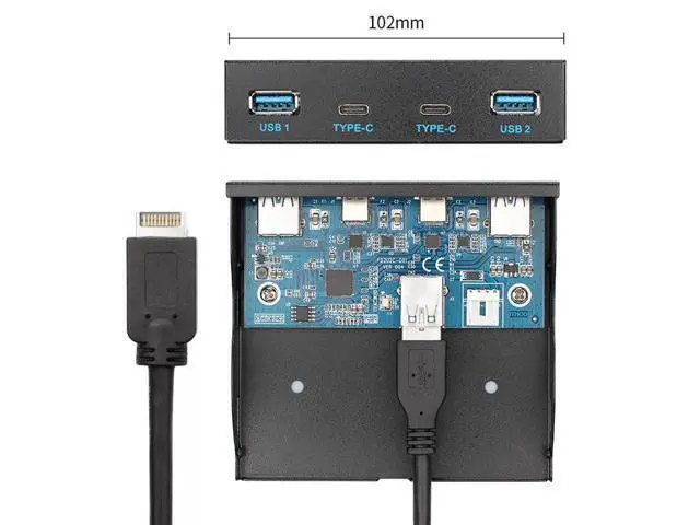 Alt view image 3 of 3 - C & USB 3.0 HUB 4 Ports Front Panel Motherboard Cable to USB 3.1 Front Panel Header for 3.5" Floppy Bay
