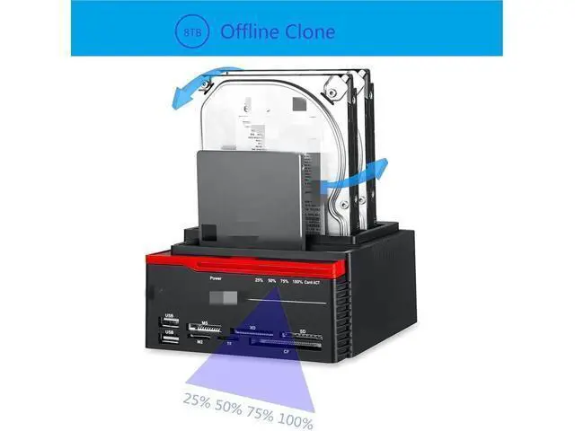Alt view image 4 of 6 - 2.5"/3.5" USB 3.0 to 2 SATA 1 IDE Port External HDD Hard Drive Disk Docking Station Card Reader USB3.0 Hub OTB/OTC