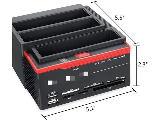 Alt view image 6 of 6 - 2.5"/3.5" USB 3.0 to 2 SATA 1 IDE Port External HDD Hard Drive Disk Docking Station Card Reader USB3.0 Hub OTB/OTC
