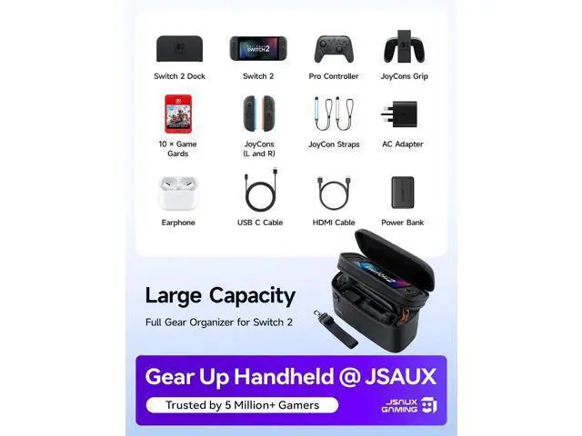 Alt view image 2 of 7 - One Carrying Case for Nintendo Switch 2 / ROG Xbox Ally / Ally X, Travel Storage Bag Fits Dock, Pro Controller and Accessories, Holds Switch 2 with Protective Case, Large CapacityBlack
