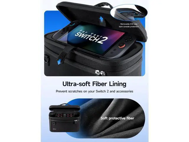 Alt view image 4 of 7 - One Carrying Case for Nintendo Switch 2 / ROG Xbox Ally / Ally X, Travel Storage Bag Fits Dock, Pro Controller and Accessories, Holds Switch 2 with Protective Case, Large CapacityBlack