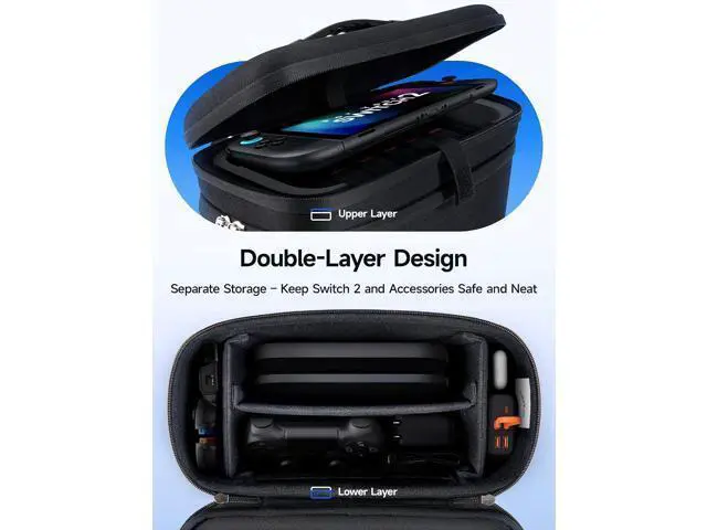 Alt view image 3 of 7 - One Carrying Case for Nintendo Switch 2 / ROG Xbox Ally / Ally X, Travel Storage Bag Fits Dock, Pro Controller and Accessories, Holds Switch 2 with Protective Case, Large CapacityBlack