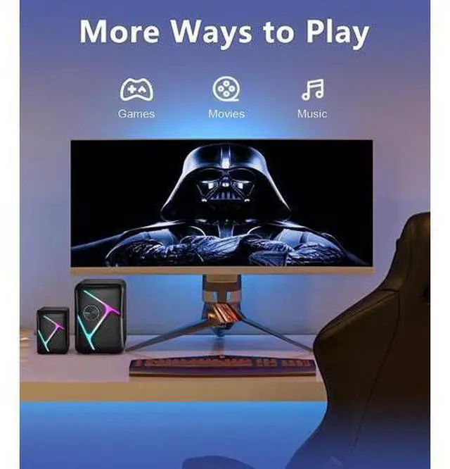 Main image of CORN 2.1 Computer Speakers for Desktop with Subwoofer, Dynamic RGB PC Speakers with 11W Stereo Sound, USB Powered Multimedia Speaker System with 3.5mm AUX-in for Laptop, Tablet, Monitor, Phone