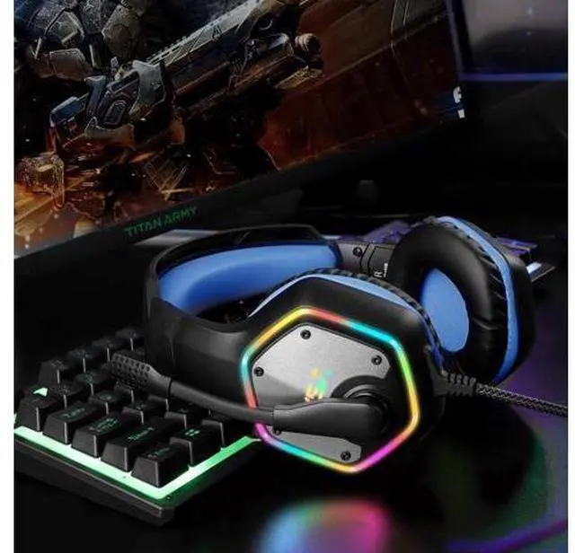 Main image of E1000 Gaming Headset, Computer Headphones with Noise Canceling Mic & RGB Light, 7.1 Surround Sound, Compatible with PC, PS4 PS5 Console, Laptop