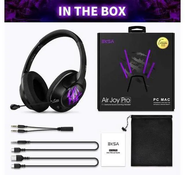 Main image of EKSA USB Gaming Headset - 7.1 Surround Sound Headphones with Breathable Earmuffs - Noise Cancelling Mic - Gaming Headphones for PC, PS4, Xbox One S/X, Nintendo Switch, Android